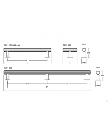 Gałka meblowa T-Bar Rille Srebrna Aluminiowa